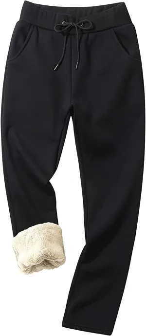 PEHMEA Women's Sherpa Lined Sweatpants Winter Athletic Jogger Fleece Pants