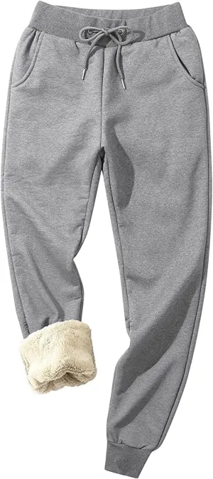 PEHMEA Women's Sherpa Lined Sweatpants Winter Athletic Jogger Fleece Pants