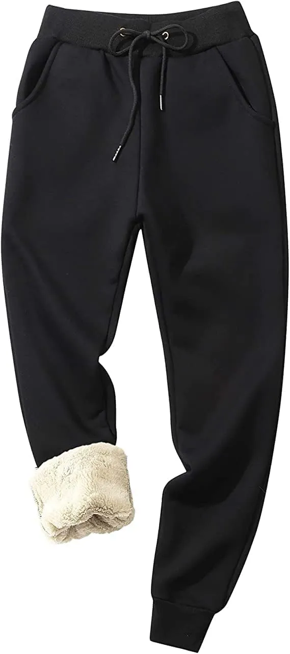 PEHMEA Women's Sherpa Lined Sweatpants Winter Athletic Jogger Fleece Pants