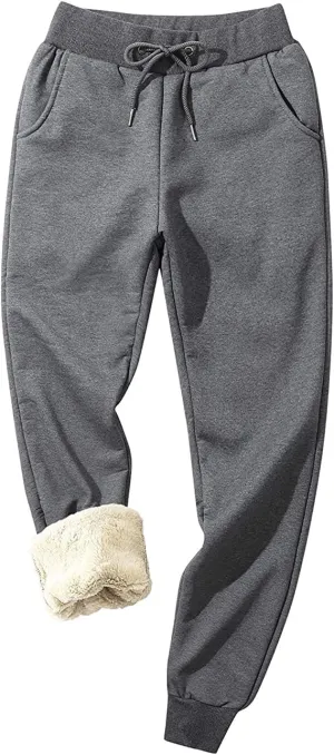 PEHMEA Women's Sherpa Lined Sweatpants Winter Athletic Jogger Fleece Pants