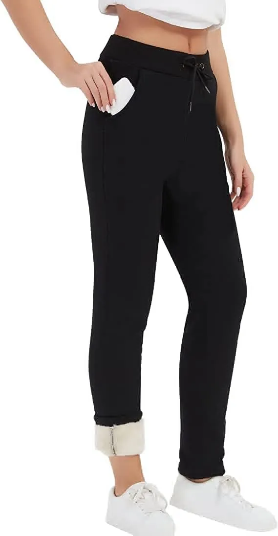 PEHMEA Women's Sherpa Lined Sweatpants Winter Athletic Jogger Fleece Pants