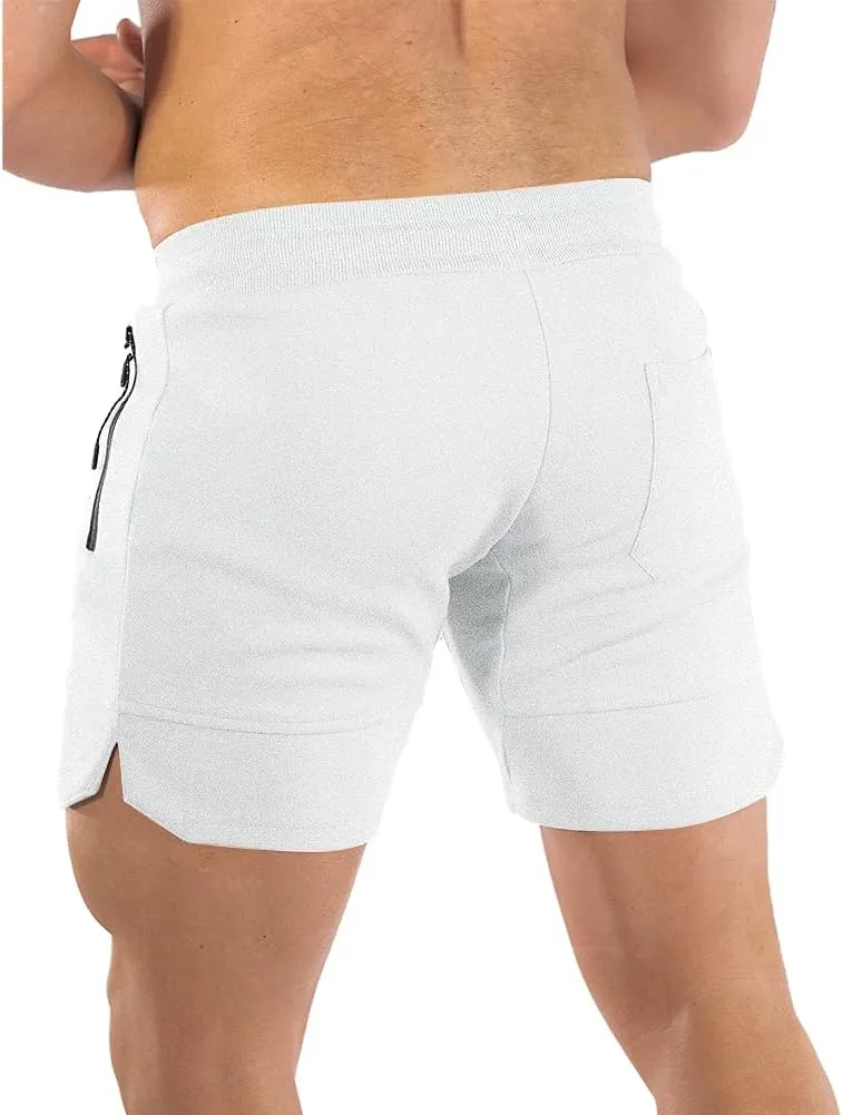 PIDOGYM Men's 5" Gym Workout Shorts,Fitted Jogging Short Pants for Bodybuilding Running Training with Zipper Pockets