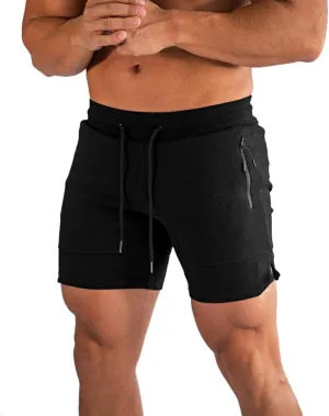 PIDOGYM Men's 5" Gym Workout Shorts,Fitted Jogging Short Pants for Bodybuilding Running Training with Zipper Pockets