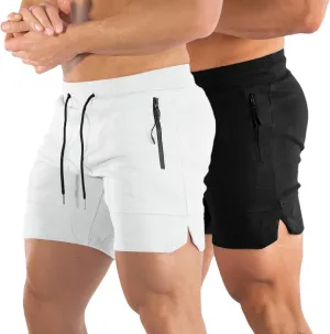PIDOGYM Men's 5" Gym Workout Shorts,Fitted Jogging Short Pants for Bodybuilding Running Training with Zipper Pockets
