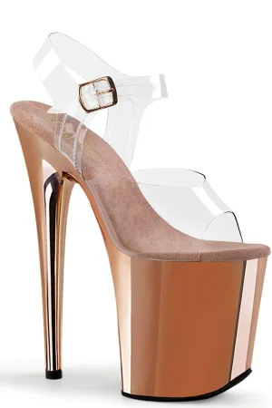 Pleaser USA Flamingo-808 Chrome 8inch Pleasers - Rose Gold