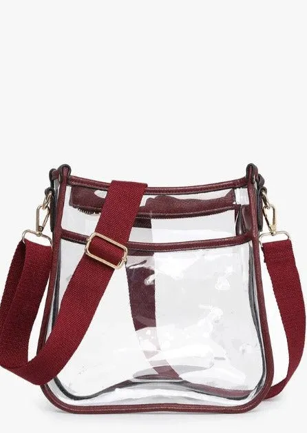 POSIE CLEAR CROSSBODY PURSE - WINE