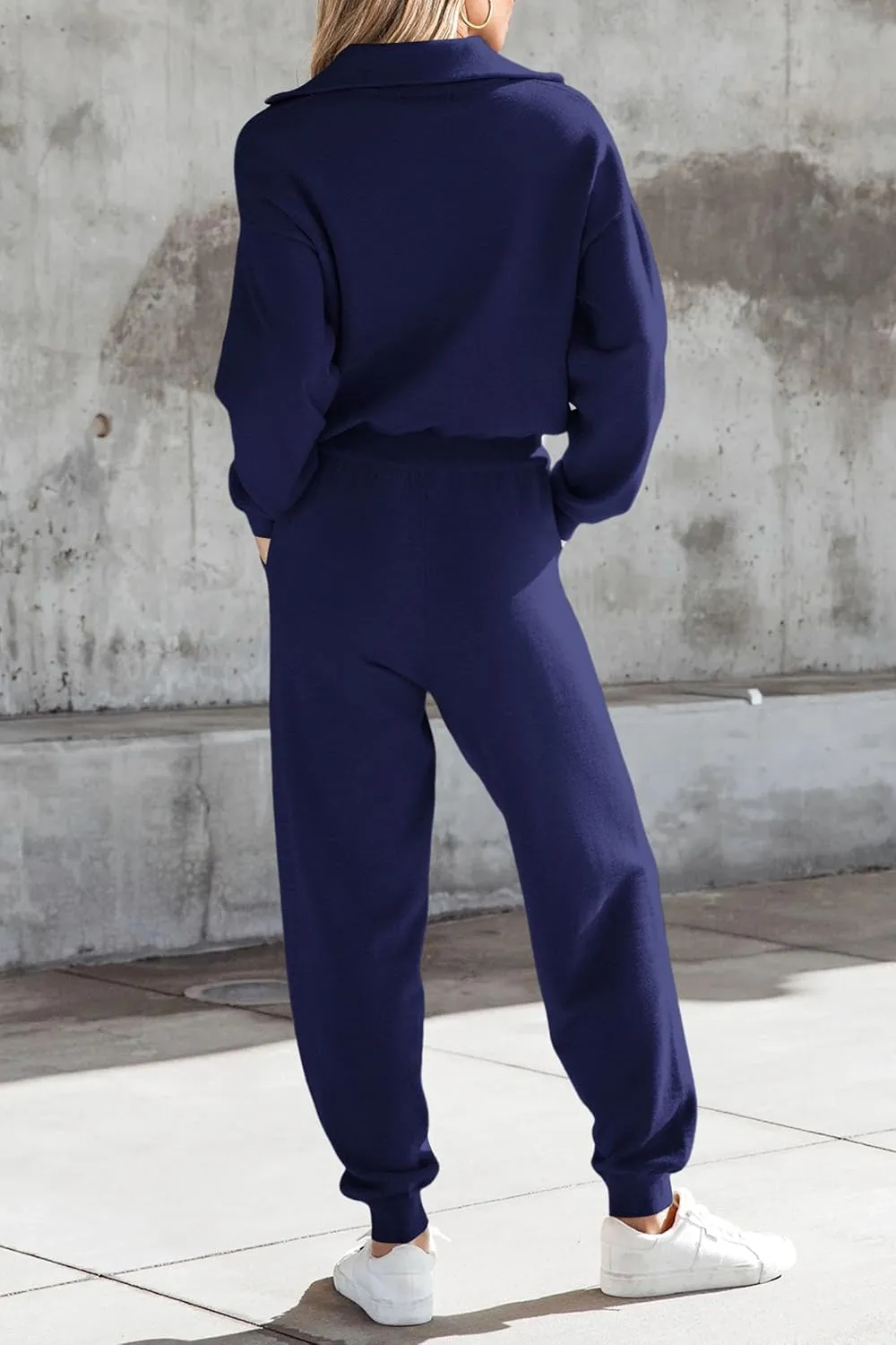 PRETTYGARDEN Women's 2 Piece Sweater Set Pullover Zip Up Sweatshirt Jogger Sweatpants Tracksuit Casual Outfit