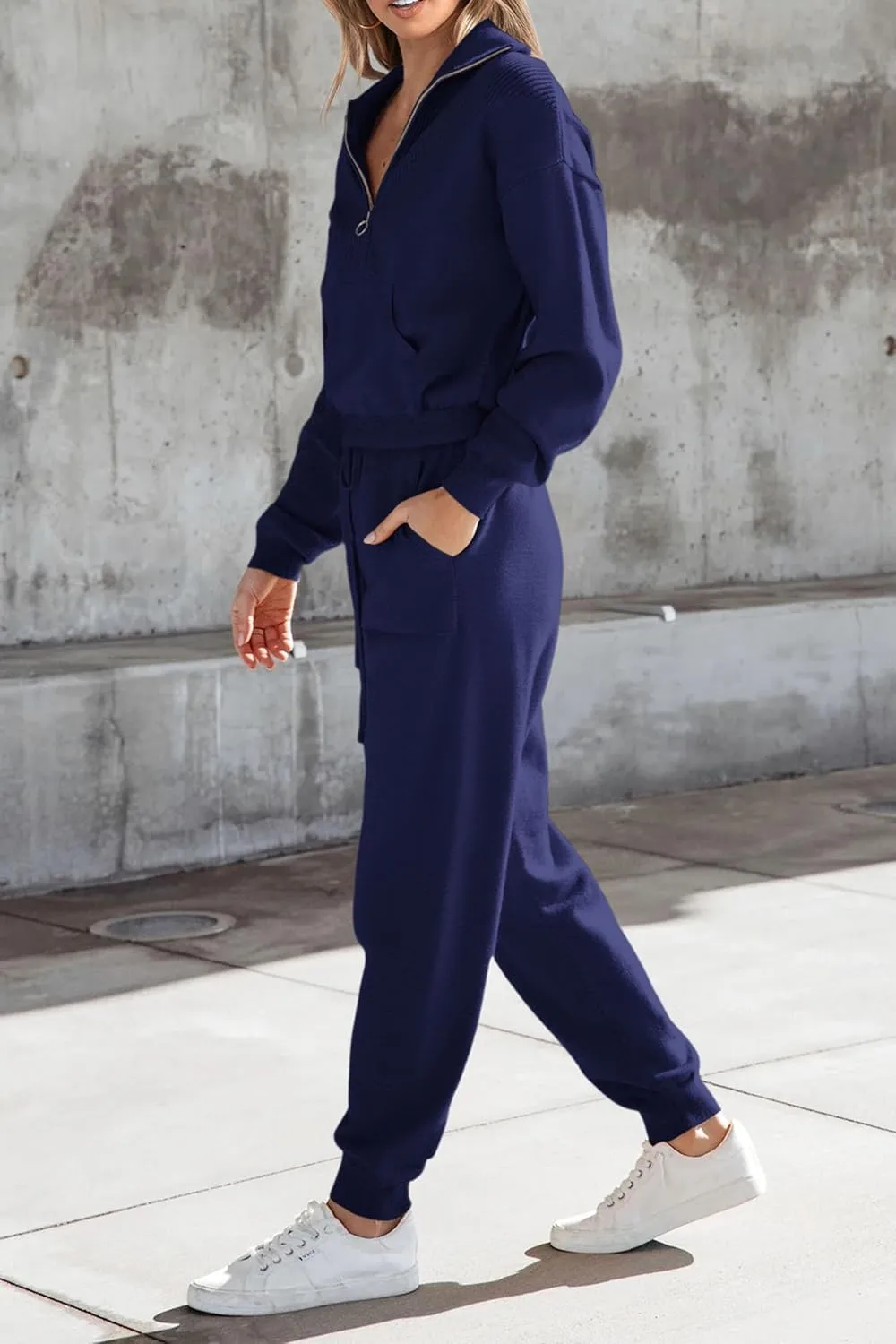 PRETTYGARDEN Women's 2 Piece Sweater Set Pullover Zip Up Sweatshirt Jogger Sweatpants Tracksuit Casual Outfit