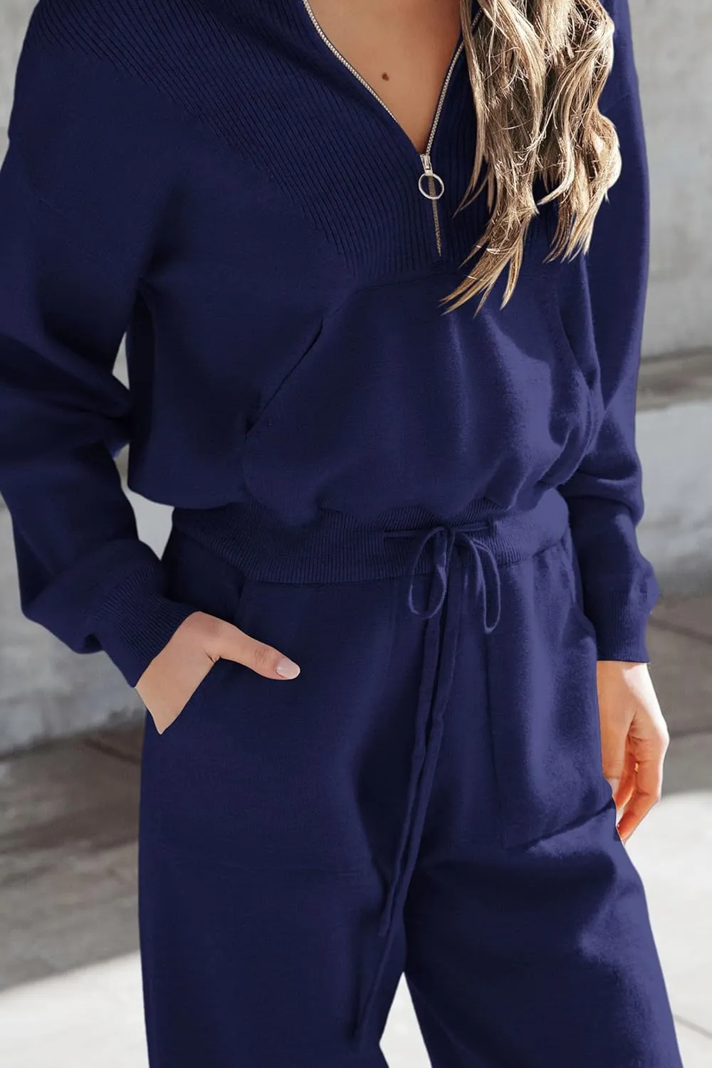 PRETTYGARDEN Women's 2 Piece Sweater Set Pullover Zip Up Sweatshirt Jogger Sweatpants Tracksuit Casual Outfit