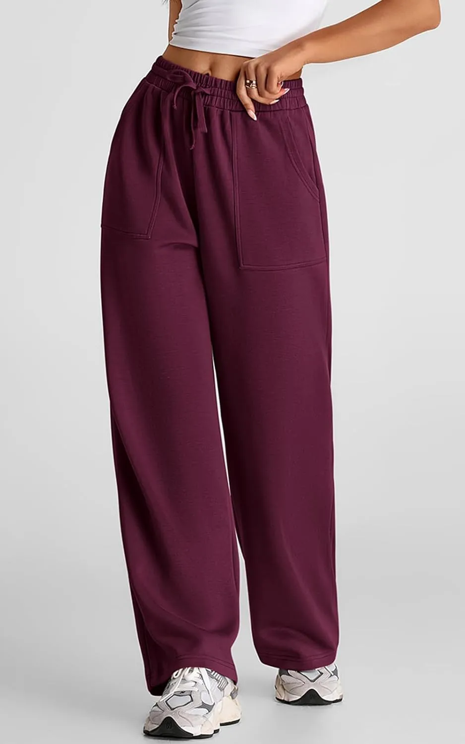 PRETTYGARDEN Womens Wide Leg Sweatpants High Waisted Baggy Lounge Sweat Pants Drawstring Athletic Flared Joggers with Pockets