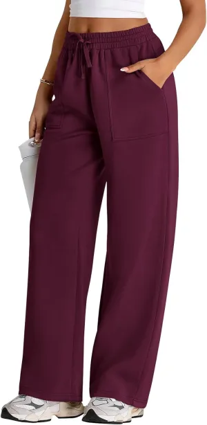 PRETTYGARDEN Womens Wide Leg Sweatpants High Waisted Baggy Lounge Sweat Pants Drawstring Athletic Flared Joggers with Pockets