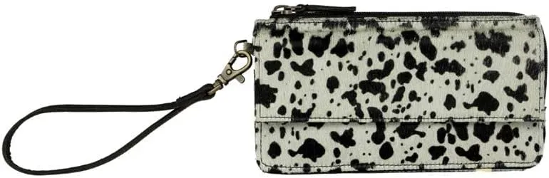 Quirky Black Dalmatian Hair On Wallet Wristlet for Women