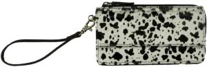 Quirky Black Dalmatian Hair On Wallet Wristlet for Women