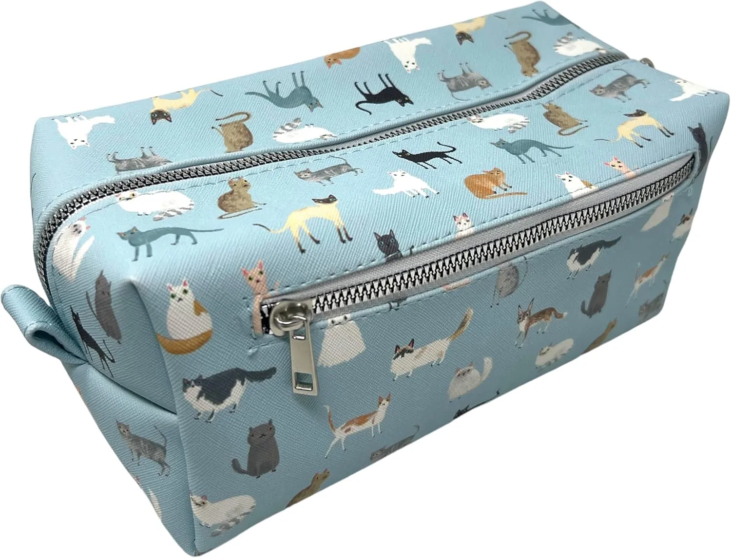 Quirky Cats by OCS Designs Cosmetic Makeup Bag - Fluffy Colorful Cat kitten Case Portable for Toiletry Travel and gift | 9x5x5 inches