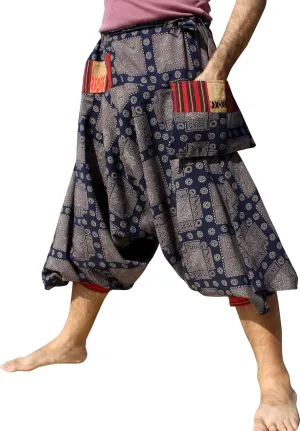 RaanPahMuang Japanese Formal Edo Courtesan Pants with Tied Cuffs and Woven Patches