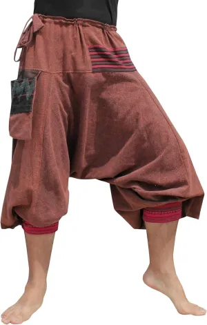 RaanPahMuang Japanese Formal Edo Courtesan Pants with Tied Cuffs and Woven Patches