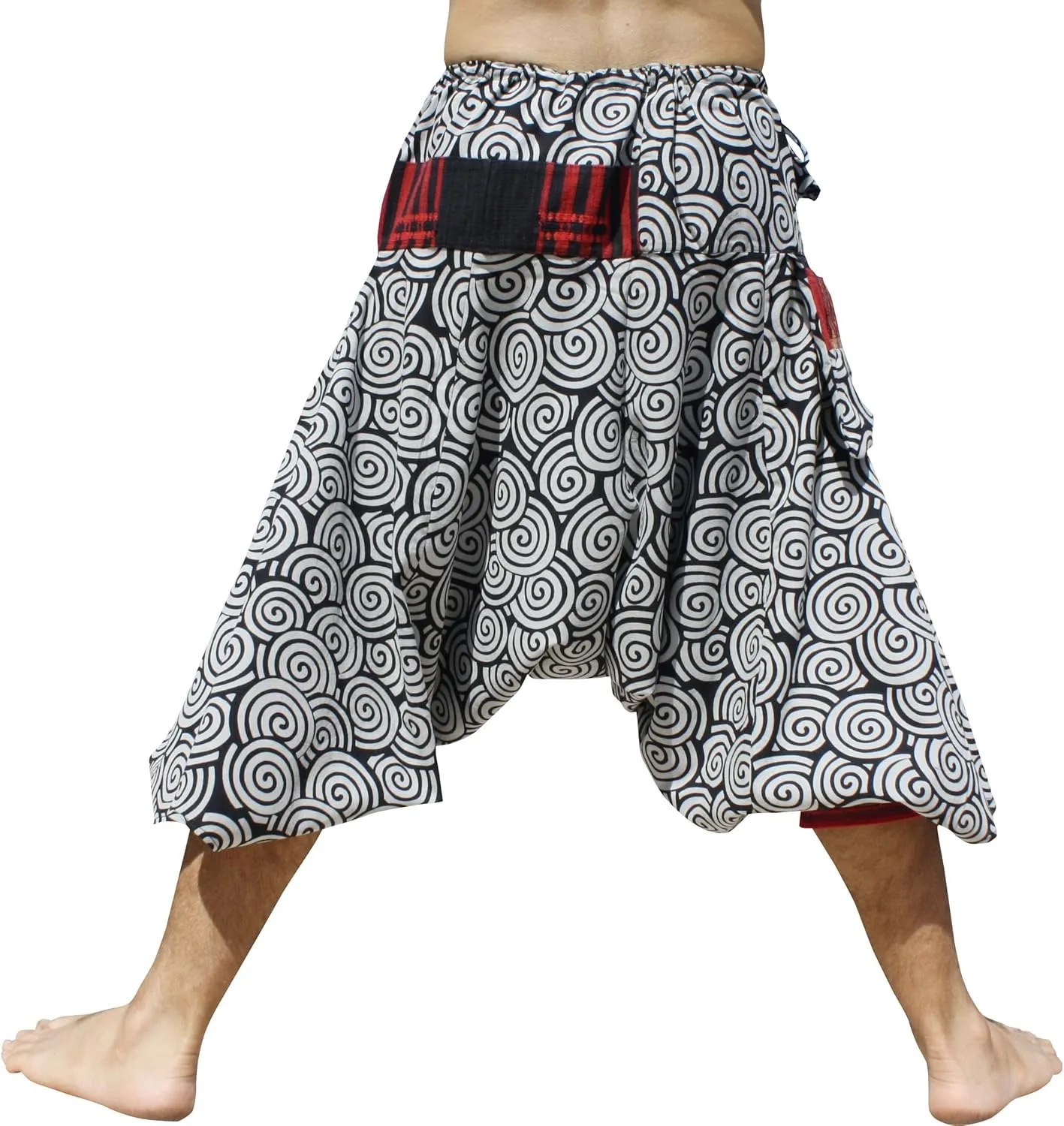 RaanPahMuang Japanese Formal Edo Courtesan Pants with Tied Cuffs and Woven Patches