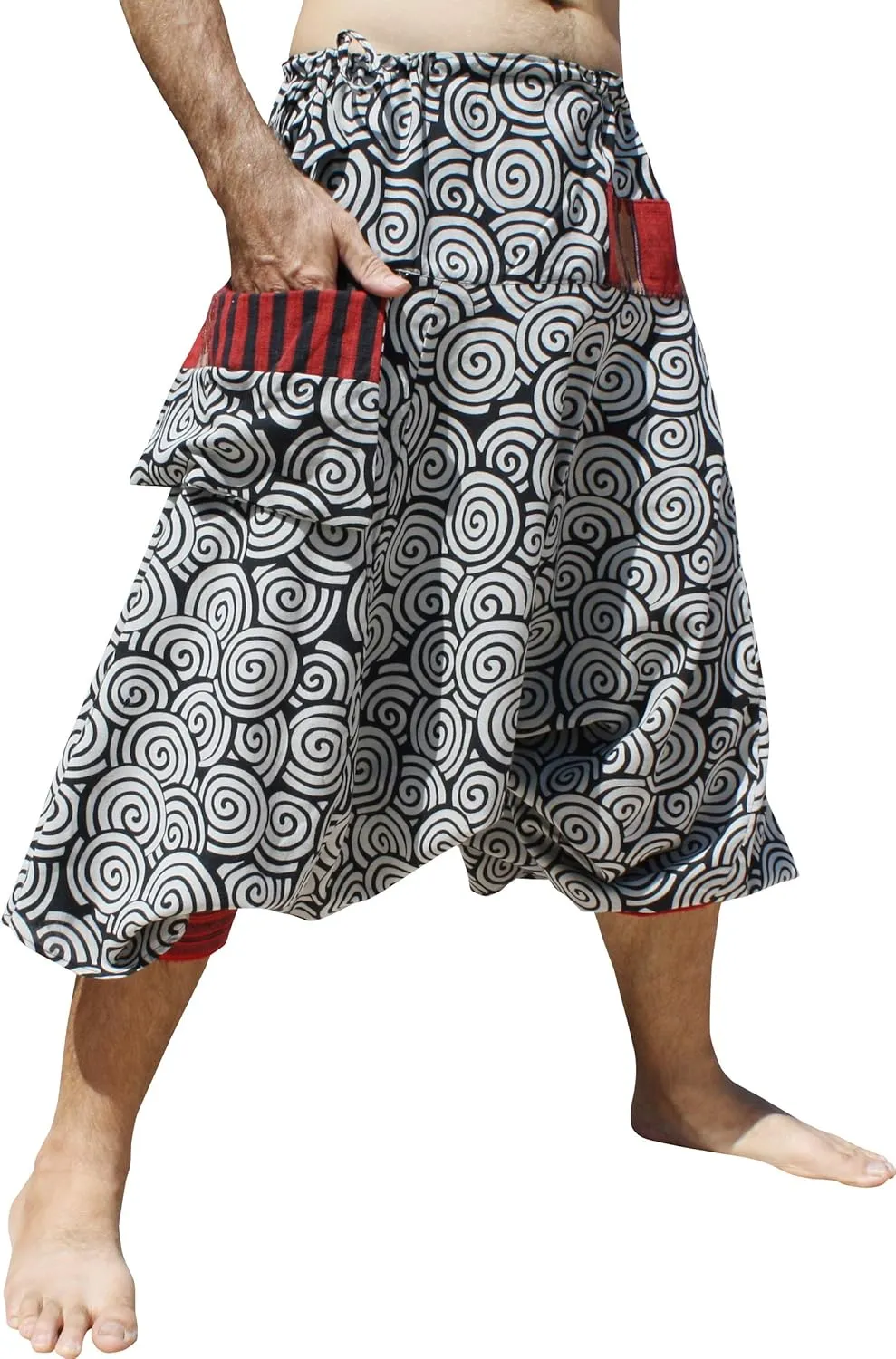 RaanPahMuang Japanese Formal Edo Courtesan Pants with Tied Cuffs and Woven Patches