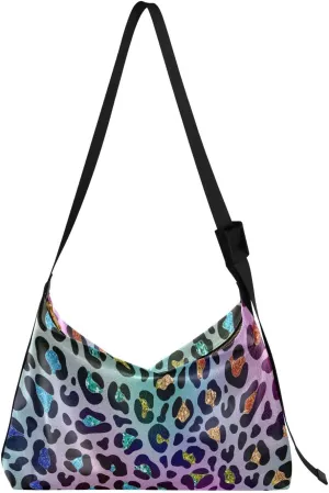 Rainbow Animal Skin Hobo Crossbody Bags for Women Leather Large Shoulder Bag Cross Body Artistic Trendy Womens Tote Bags Handbag for Travel Shopping