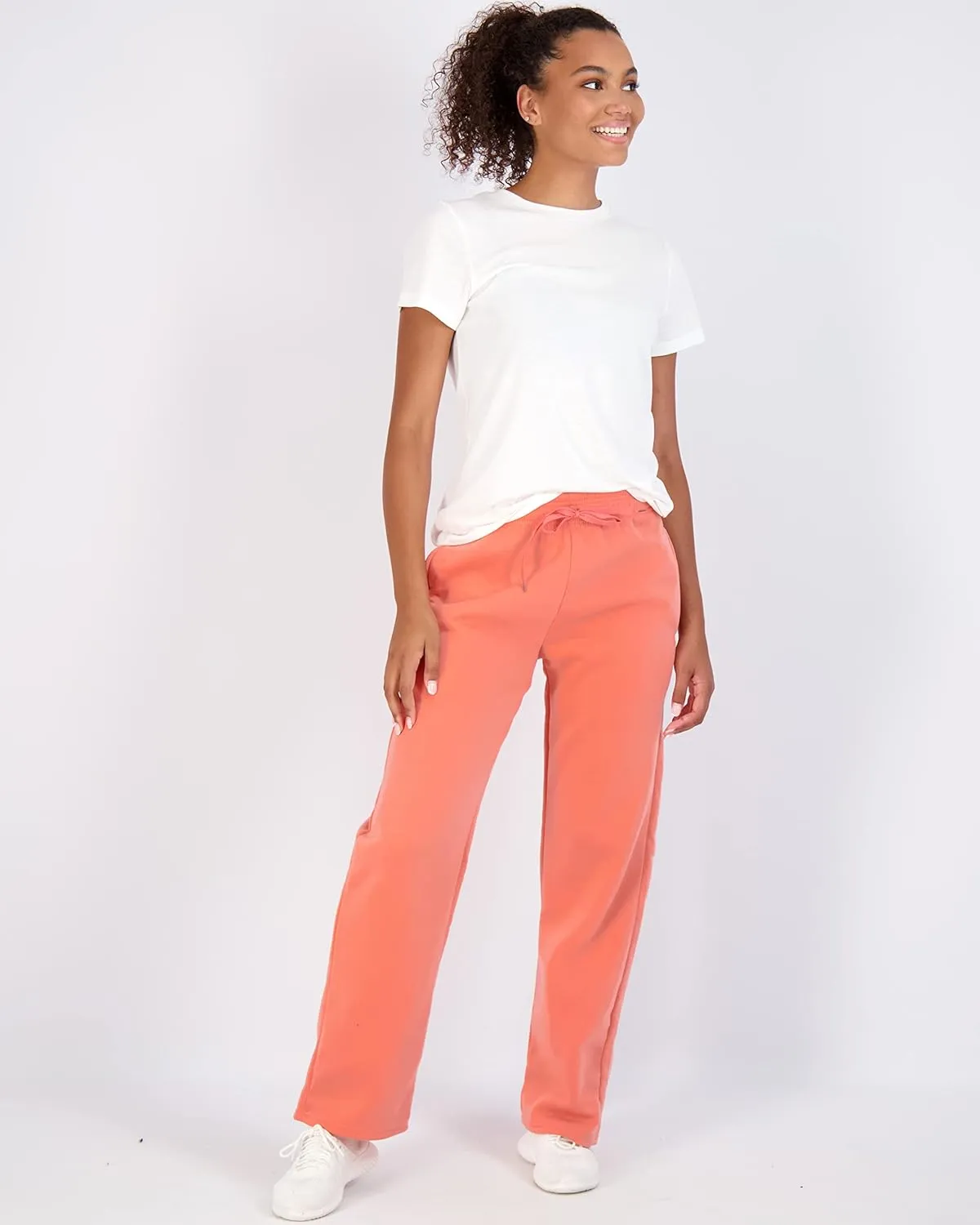 Real Essentials 3 Pack: Women's Relaxed Fit Fleece Open Bottom Sweatpants - Casual Athleisure (Available in Plus)