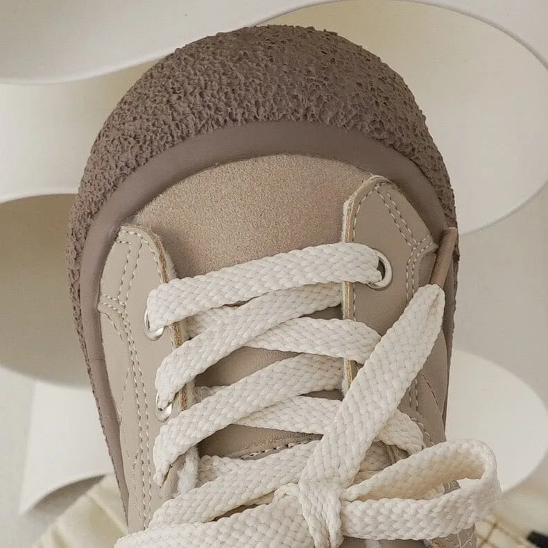 Retro Kids Leather Plush Sneakers