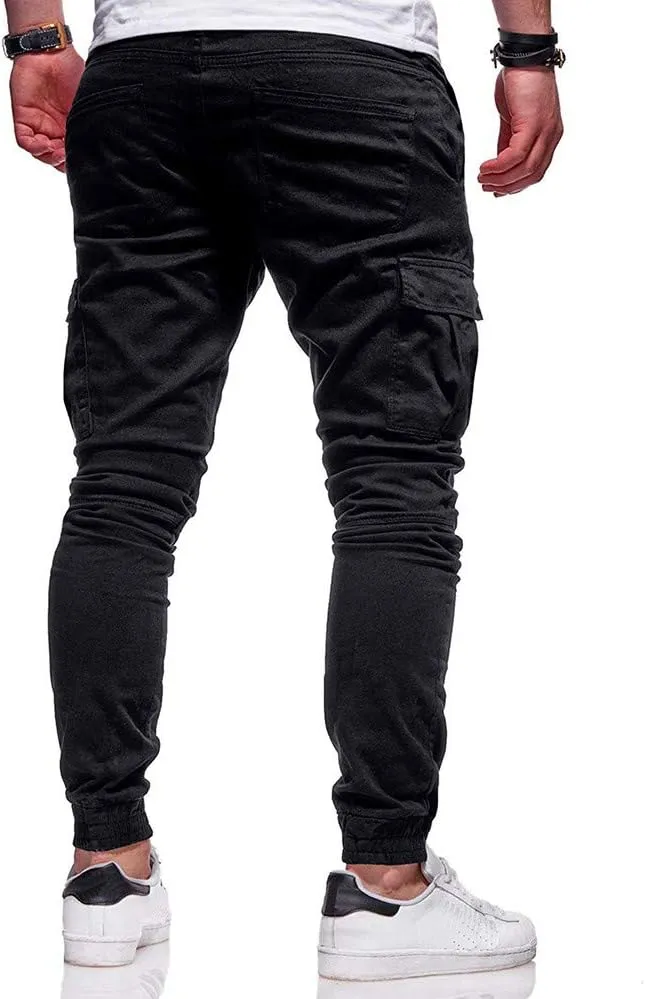 sdbrld Cargo Pants For Men Men's Outdoor Hiking Joggers Fashion Solid Drawstring Recreation Fitness Cargo Pants with Pocket