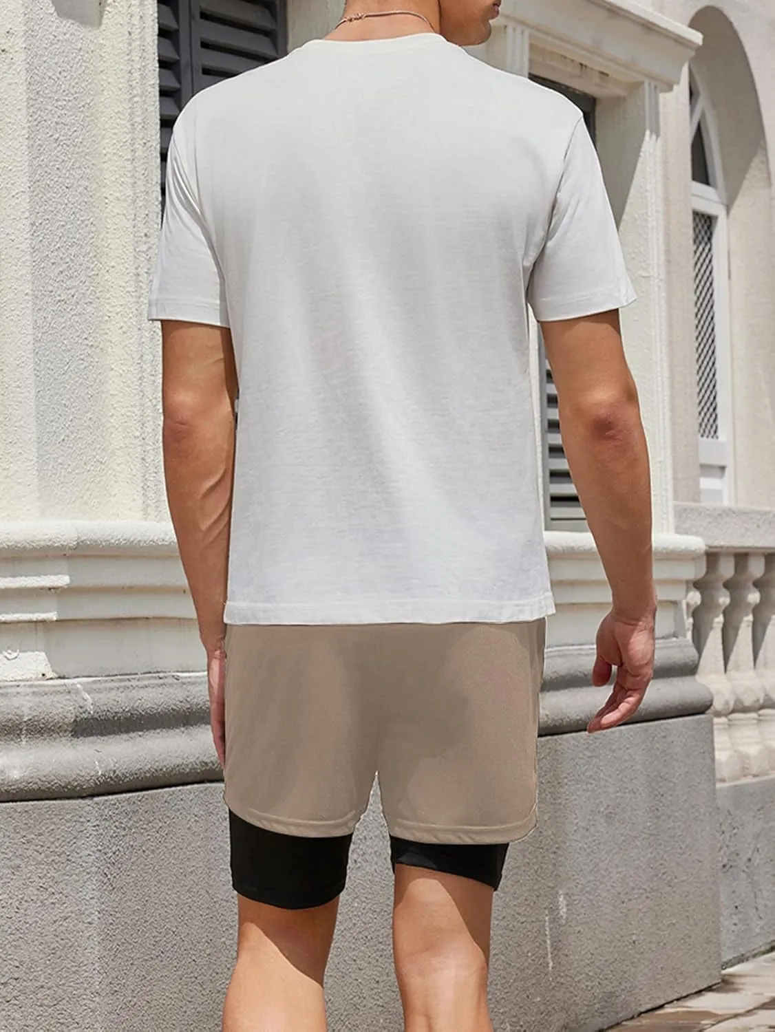 SHENHE Men's Graphic Shorts with Liner Cross Print Drawstring 2 in 1 Goth Gym Track Bottoms
