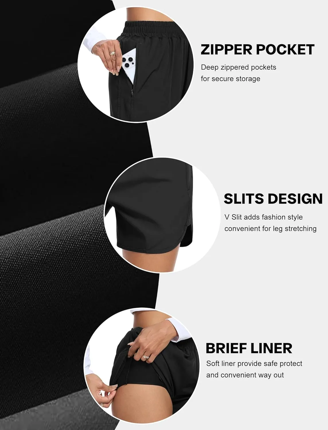 SILKWORLD Women's Running Shorts Hight Waist 5" Summer Athletic Gym Workout Fashion Short with Liner and Zipper Pockets