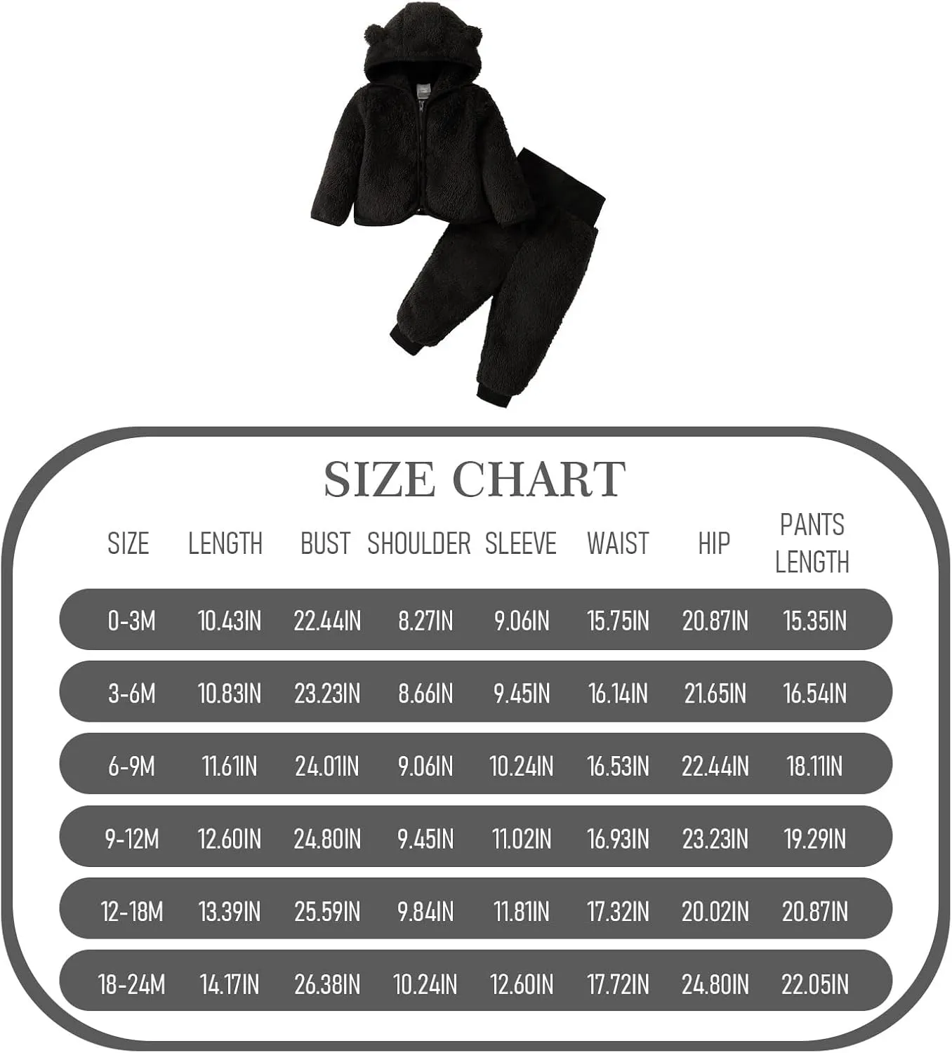 SOBOWO Winter Clothes for Baby Boy Girl Fleece Zip up Hoodie Jacket Coat Ear Warm Sweatshirt Pants Outwear Toddler Outfits