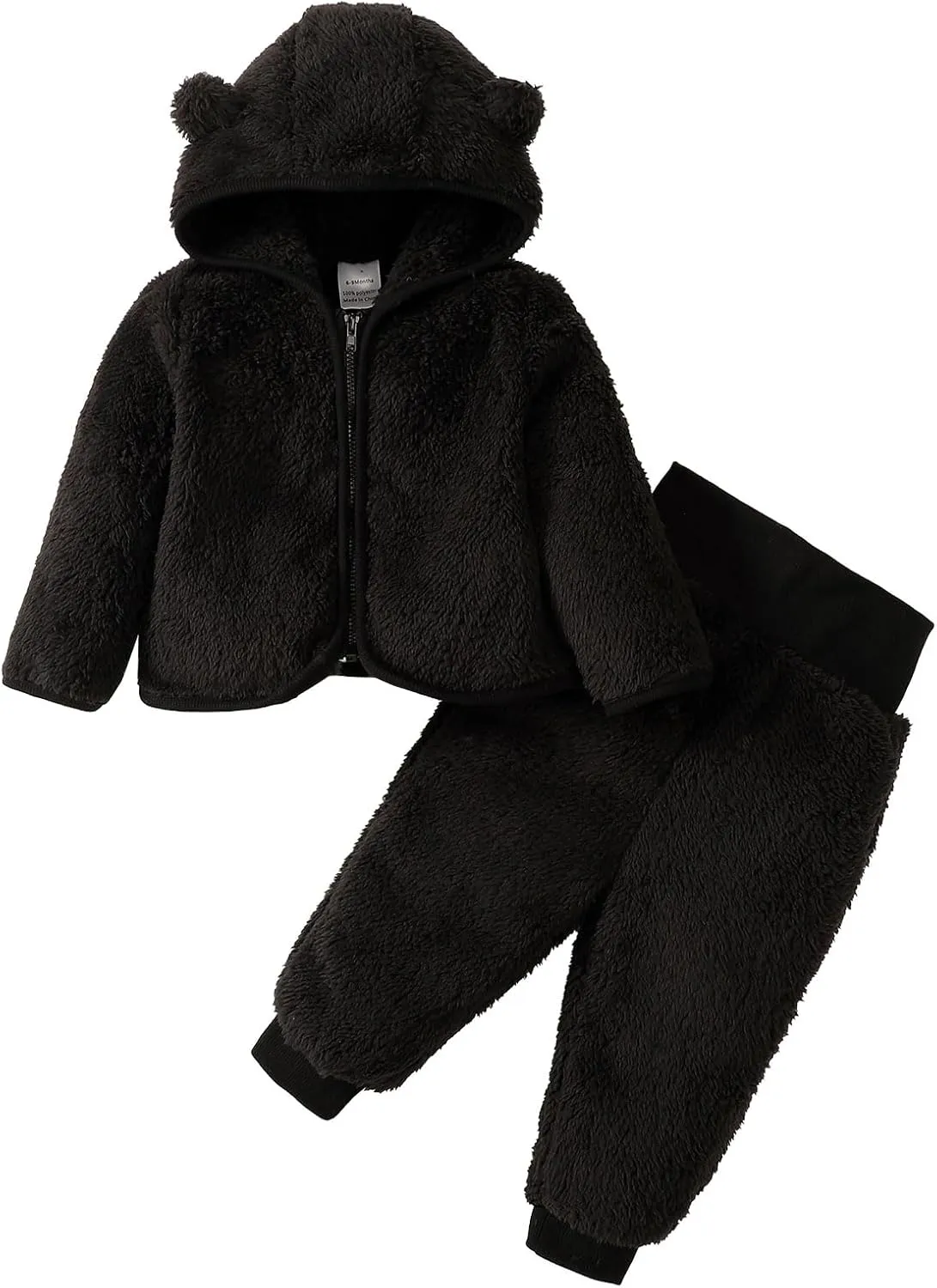 SOBOWO Winter Clothes for Baby Boy Girl Fleece Zip up Hoodie Jacket Coat Ear Warm Sweatshirt Pants Outwear Toddler Outfits