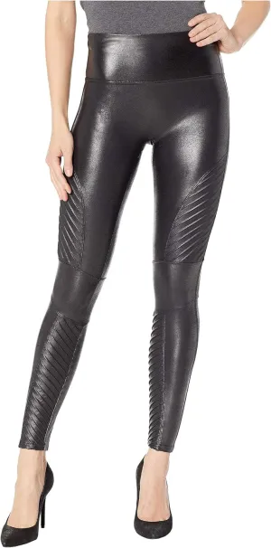 SPANX Faux Leather Moto Leggings Very Black