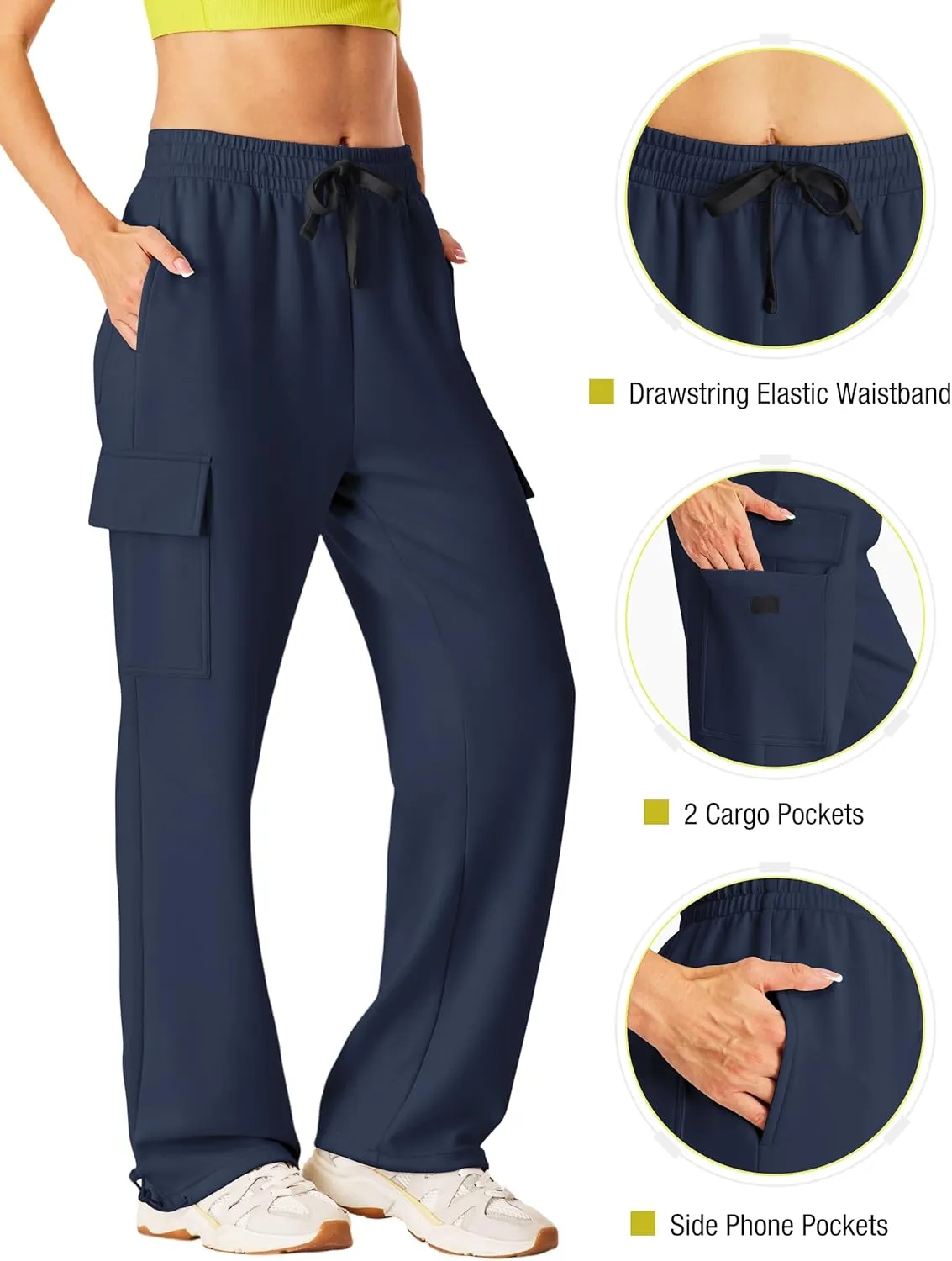SPECIALMAGIC Womens Cargo Sweatpants Wide Leg High Waisted Baggy Sweat Pants Fall Flared Joggers with Pockets