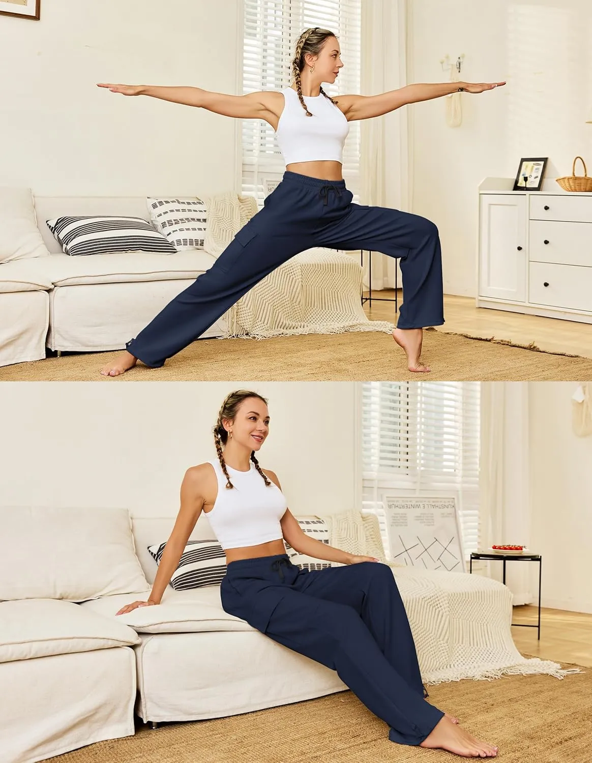 SPECIALMAGIC Womens Cargo Sweatpants Wide Leg High Waisted Baggy Sweat Pants Fall Flared Joggers with Pockets