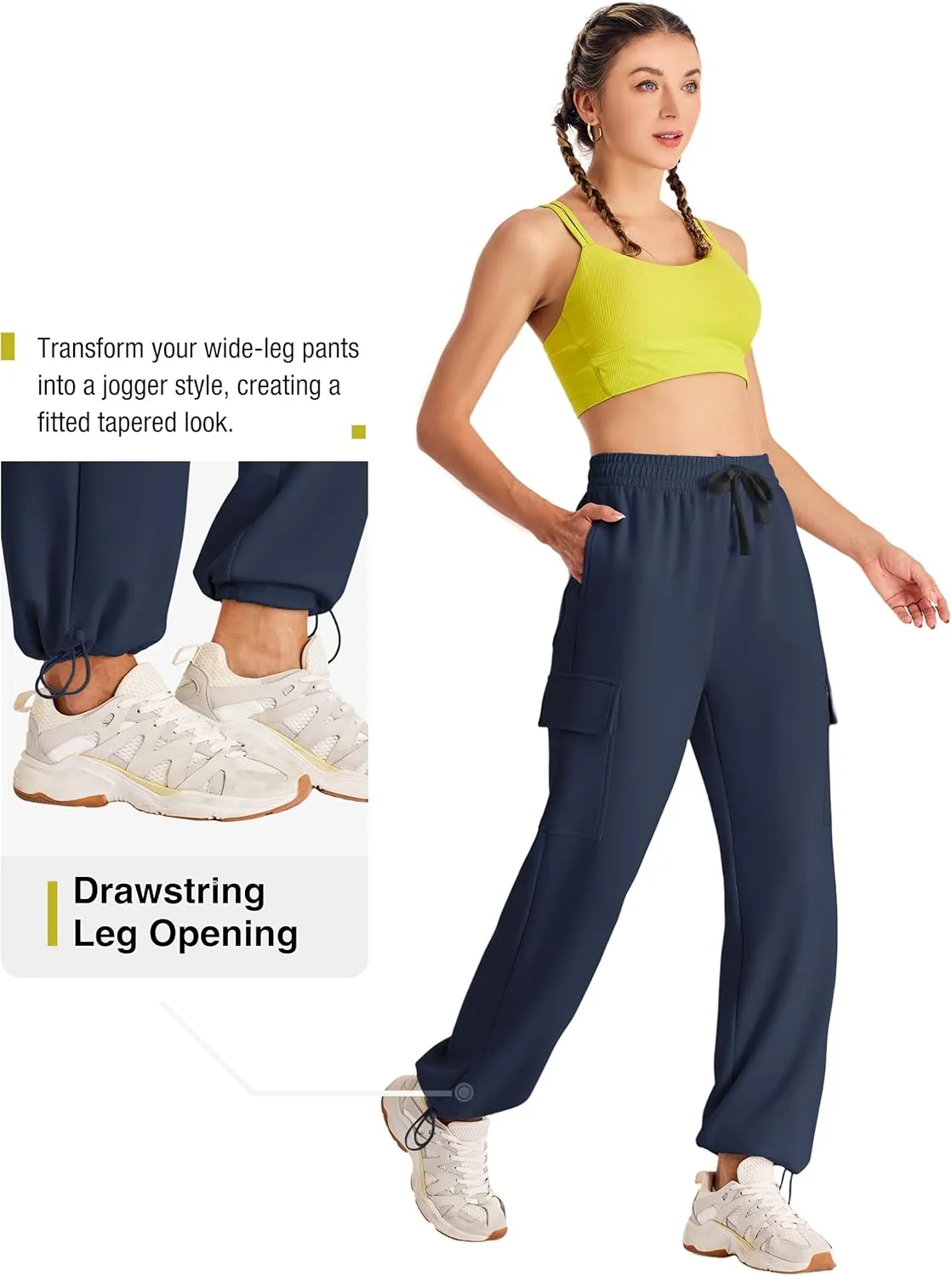 SPECIALMAGIC Womens Cargo Sweatpants Wide Leg High Waisted Baggy Sweat Pants Fall Flared Joggers with Pockets
