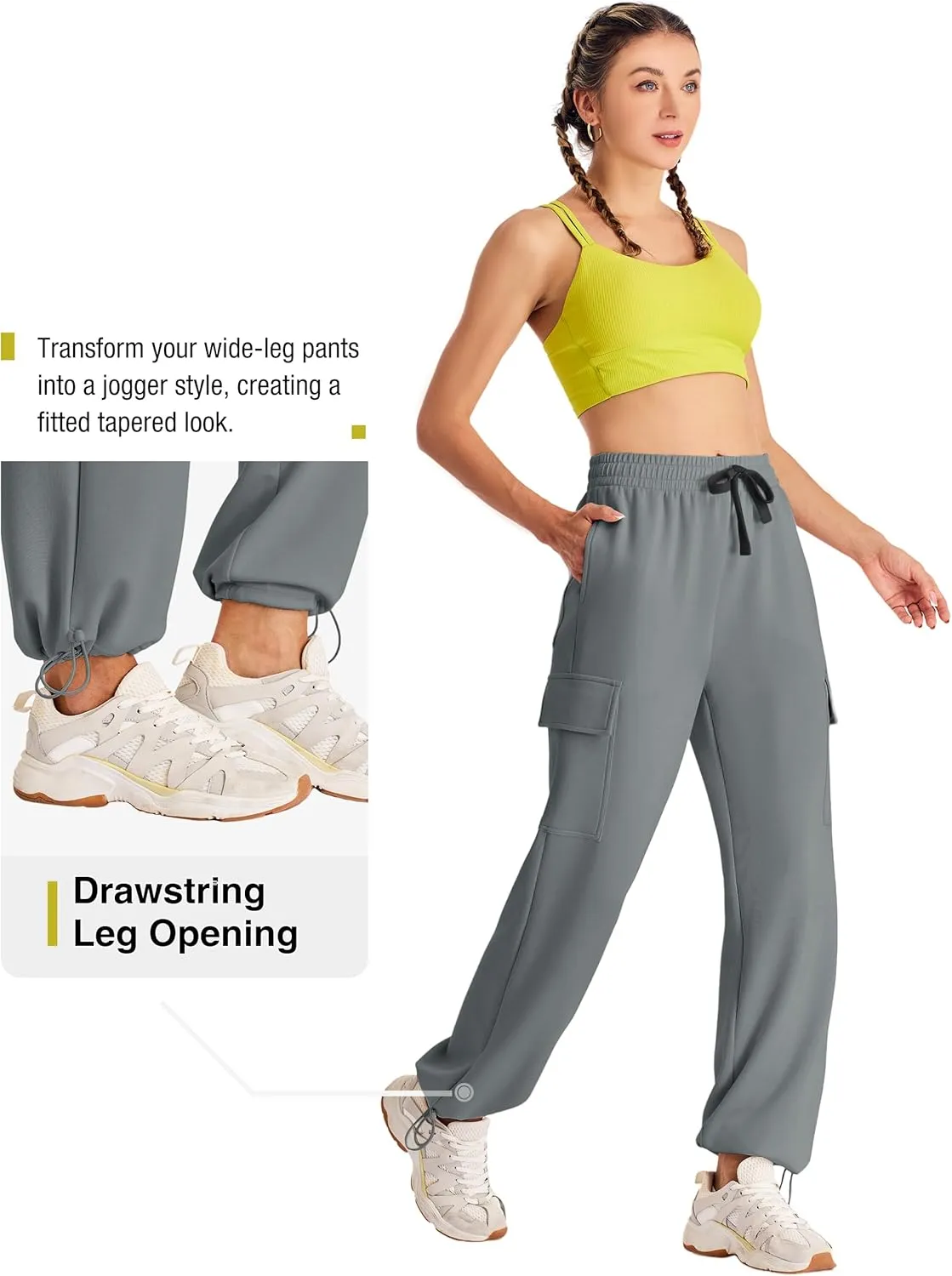 SPECIALMAGIC Womens Cargo Sweatpants Wide Leg High Waisted Baggy Sweat Pants Fall Flared Joggers with Pockets