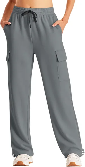 SPECIALMAGIC Womens Cargo Sweatpants Wide Leg High Waisted Baggy Sweat Pants Fall Flared Joggers with Pockets