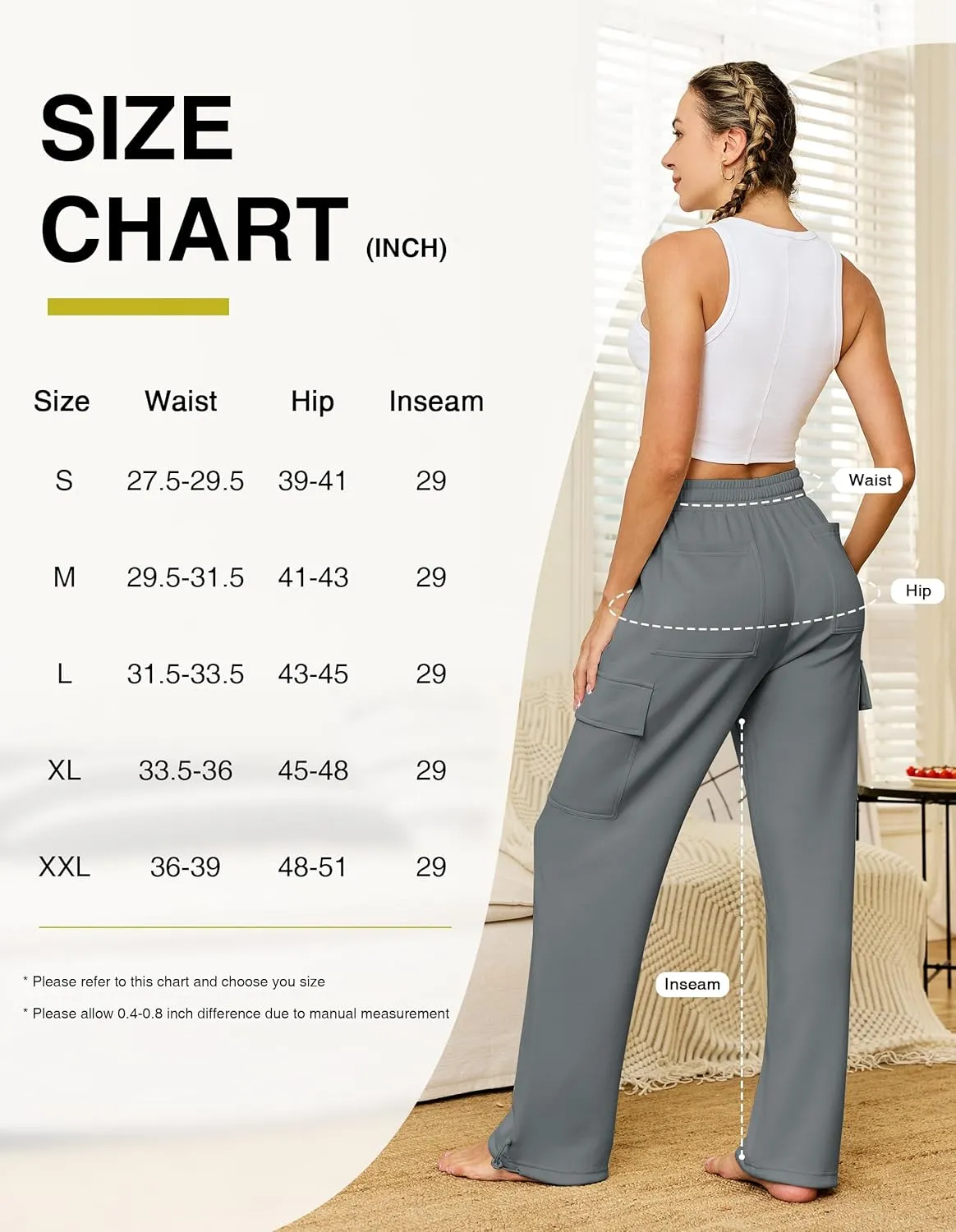 SPECIALMAGIC Womens Cargo Sweatpants Wide Leg High Waisted Baggy Sweat Pants Fall Flared Joggers with Pockets