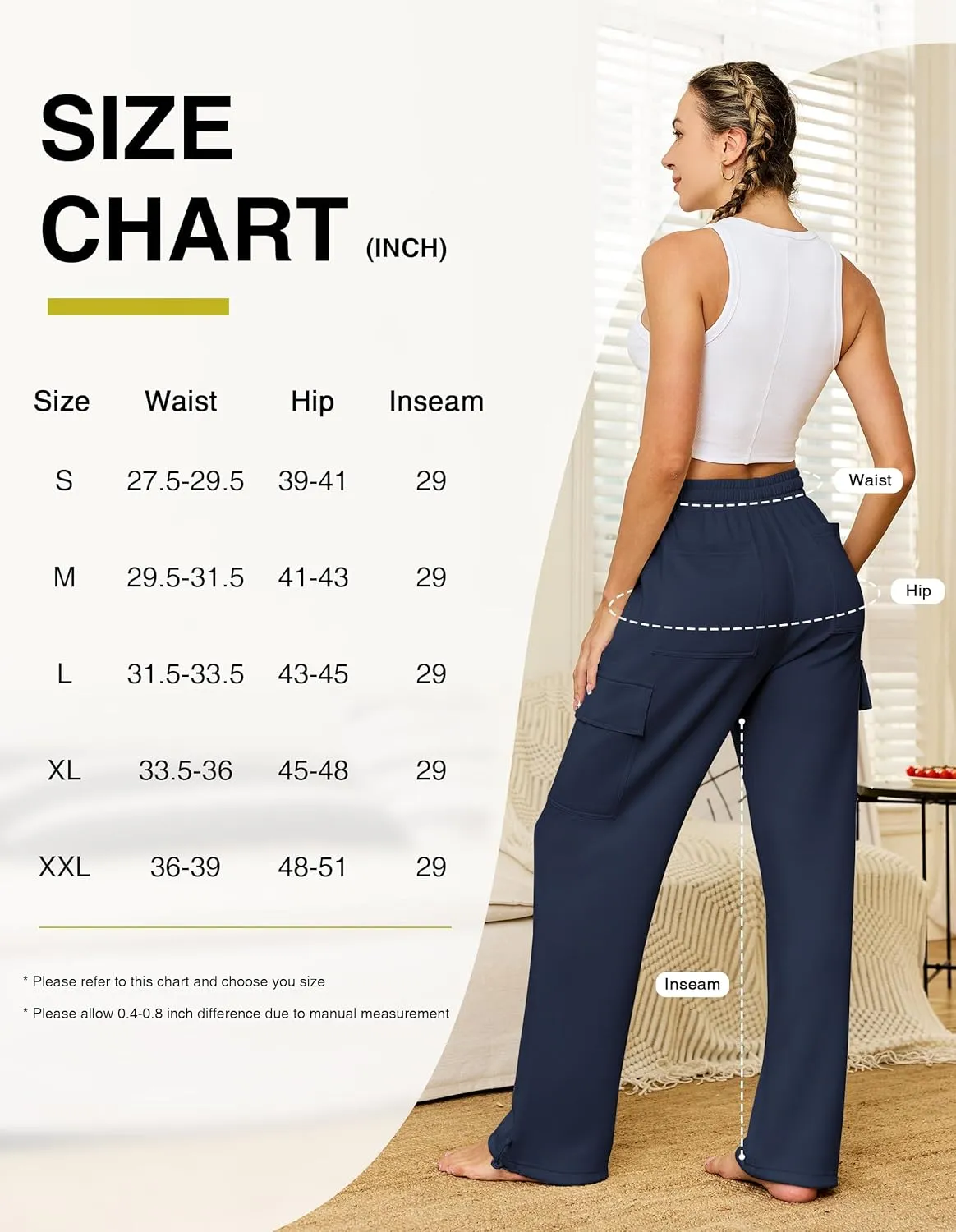 SPECIALMAGIC Womens Cargo Sweatpants Wide Leg High Waisted Baggy Sweat Pants Fall Flared Joggers with Pockets