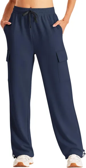 SPECIALMAGIC Womens Cargo Sweatpants Wide Leg High Waisted Baggy Sweat Pants Fall Flared Joggers with Pockets