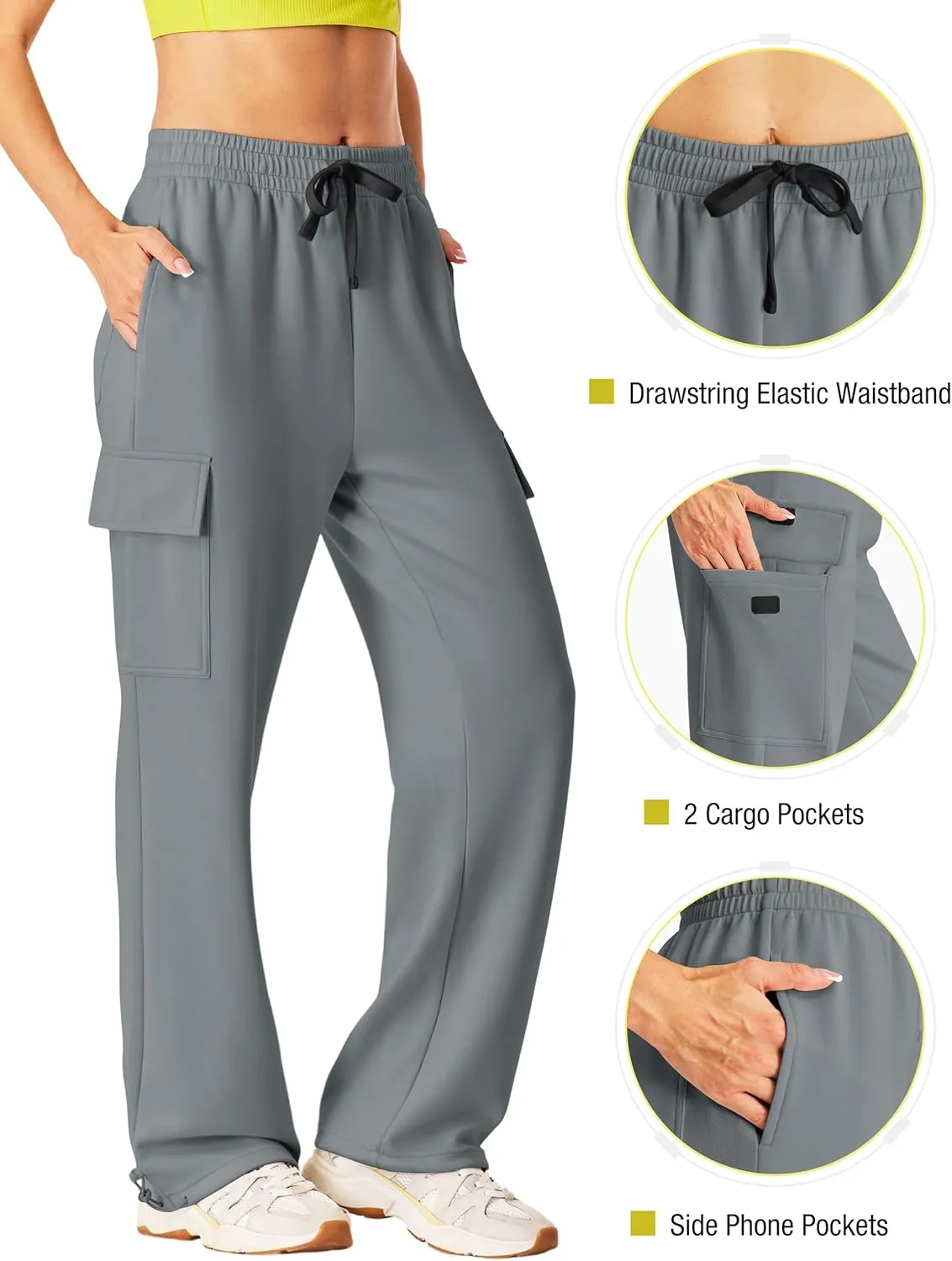 SPECIALMAGIC Womens Cargo Sweatpants Wide Leg High Waisted Baggy Sweat Pants Fall Flared Joggers with Pockets