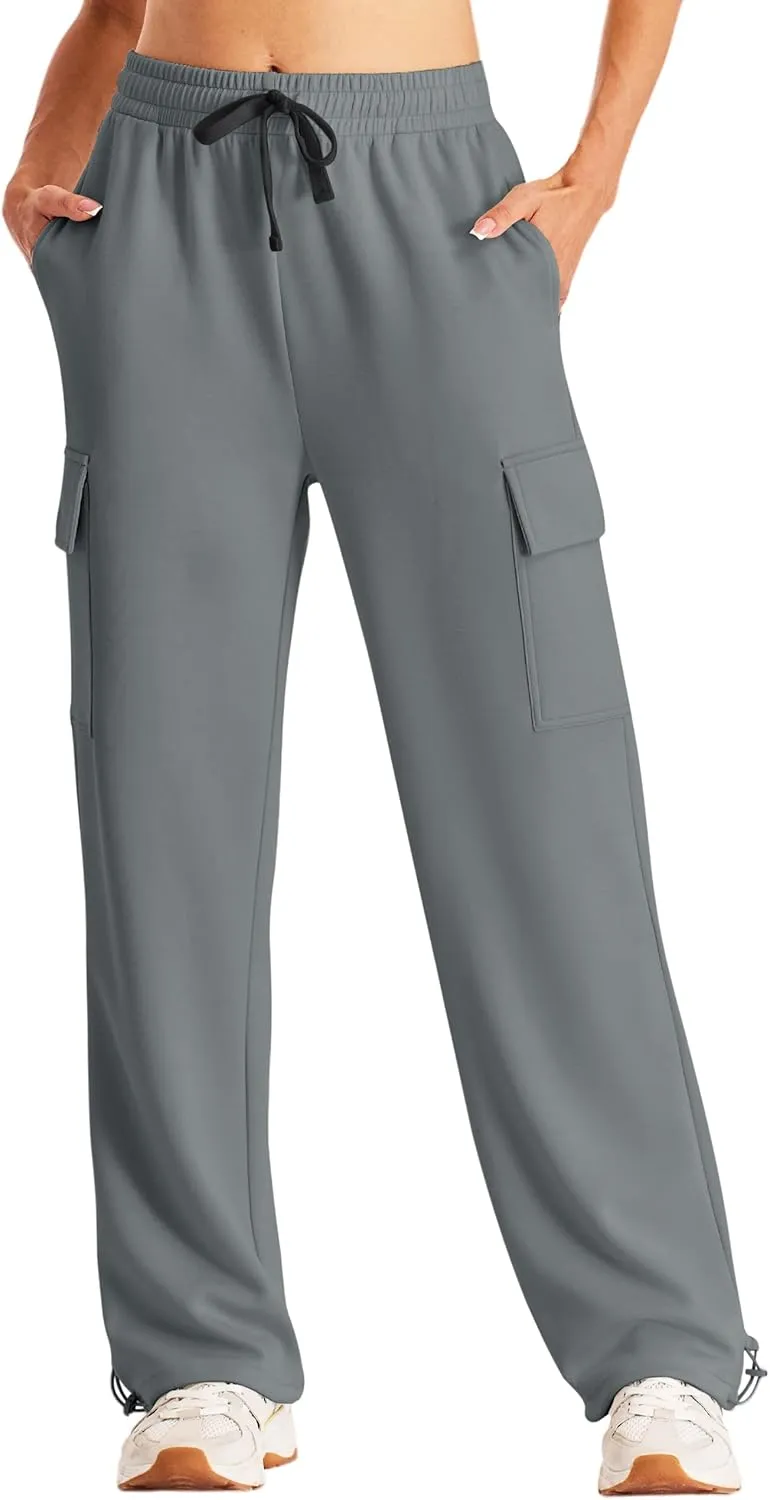 SPECIALMAGIC Womens Cargo Sweatpants Wide Leg High Waisted Baggy Sweat Pants Fall Flared Joggers with Pockets