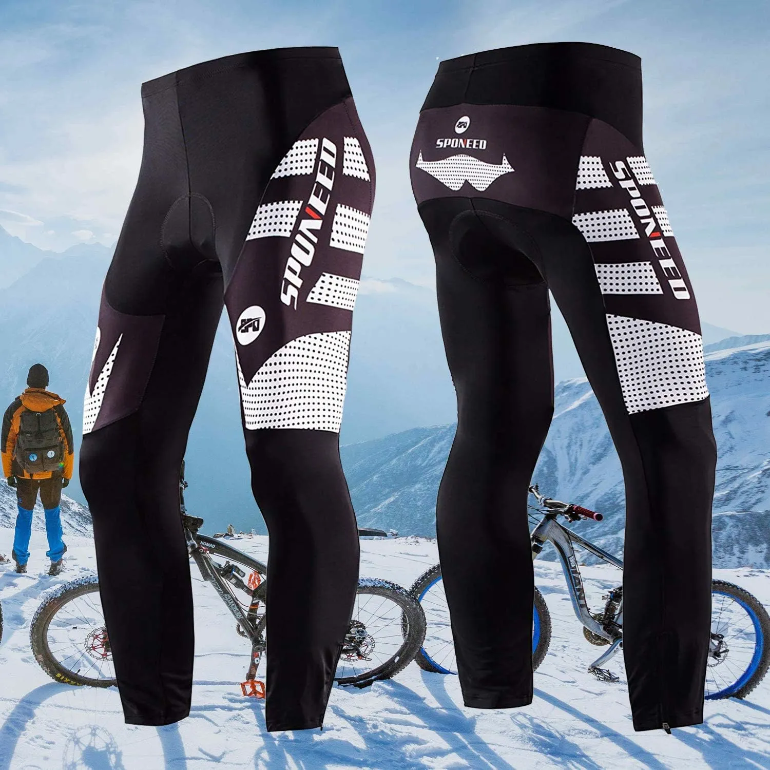 sponeed Men's Bicycle Pants 4D Padded Road Cycling Tights Leggings Outdoor Cyclist Riding Bike Wear