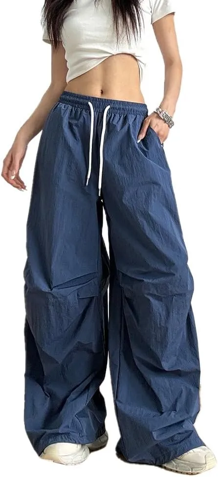 Striped Baggy Parachute Pants Y2k Track Pants Unisex Streetwear Fashion Drawstring Sweatpants