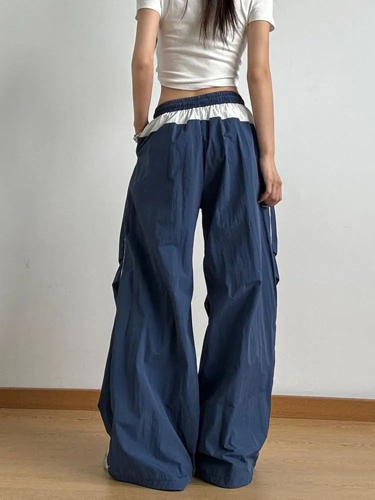 Striped Baggy Parachute Pants Y2k Track Pants Unisex Streetwear Fashion Drawstring Sweatpants