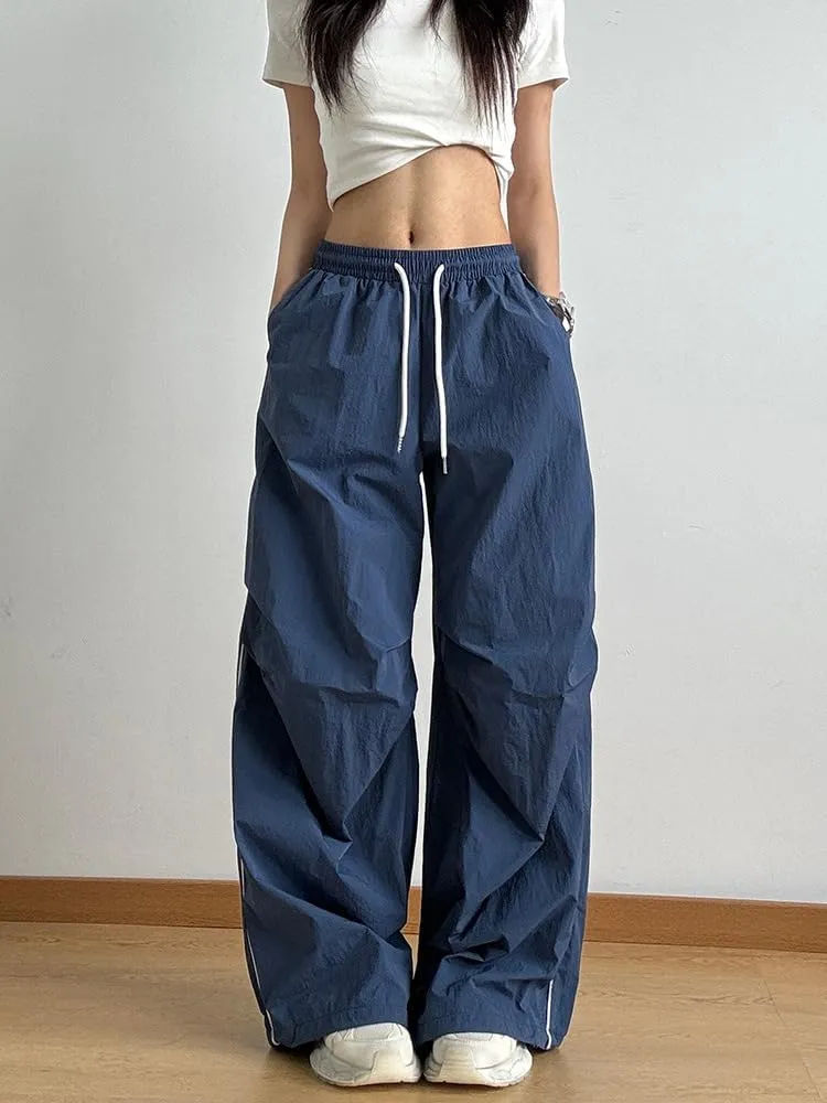 Striped Baggy Parachute Pants Y2k Track Pants Unisex Streetwear Fashion Drawstring Sweatpants