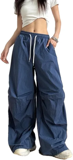 Striped Baggy Parachute Pants Y2k Track Pants Unisex Streetwear Fashion Drawstring Sweatpants