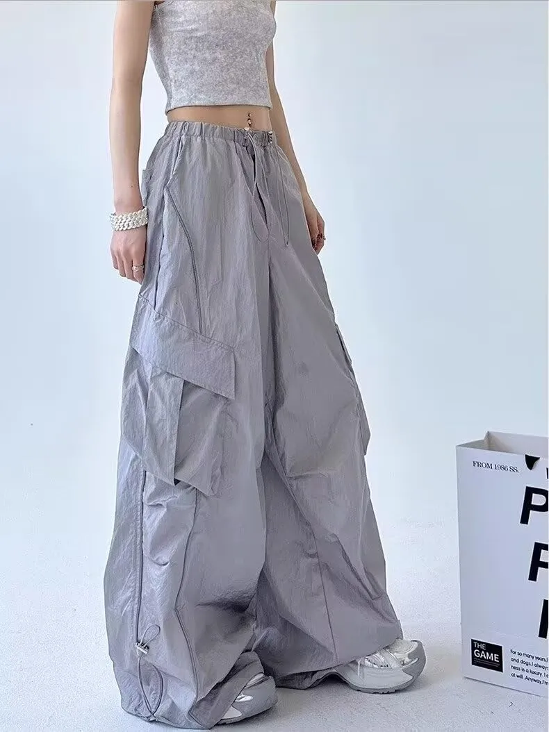 Striped Baggy Parachute Pants Y2k Track Pants Unisex Streetwear Fashion Drawstring Sweatpants