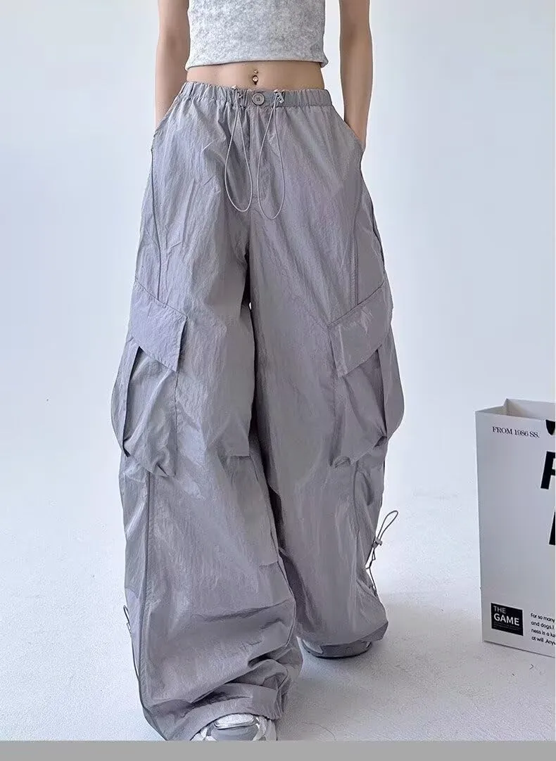 Striped Baggy Parachute Pants Y2k Track Pants Unisex Streetwear Fashion Drawstring Sweatpants