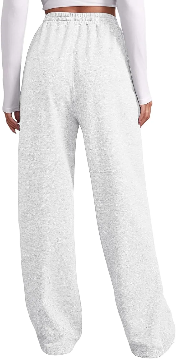 Sweatpants for Women Baggy Drawstring Elastic Waisted Straight Wide Leg Lounge Pants Open Bottom Athletic Joggers Trousers