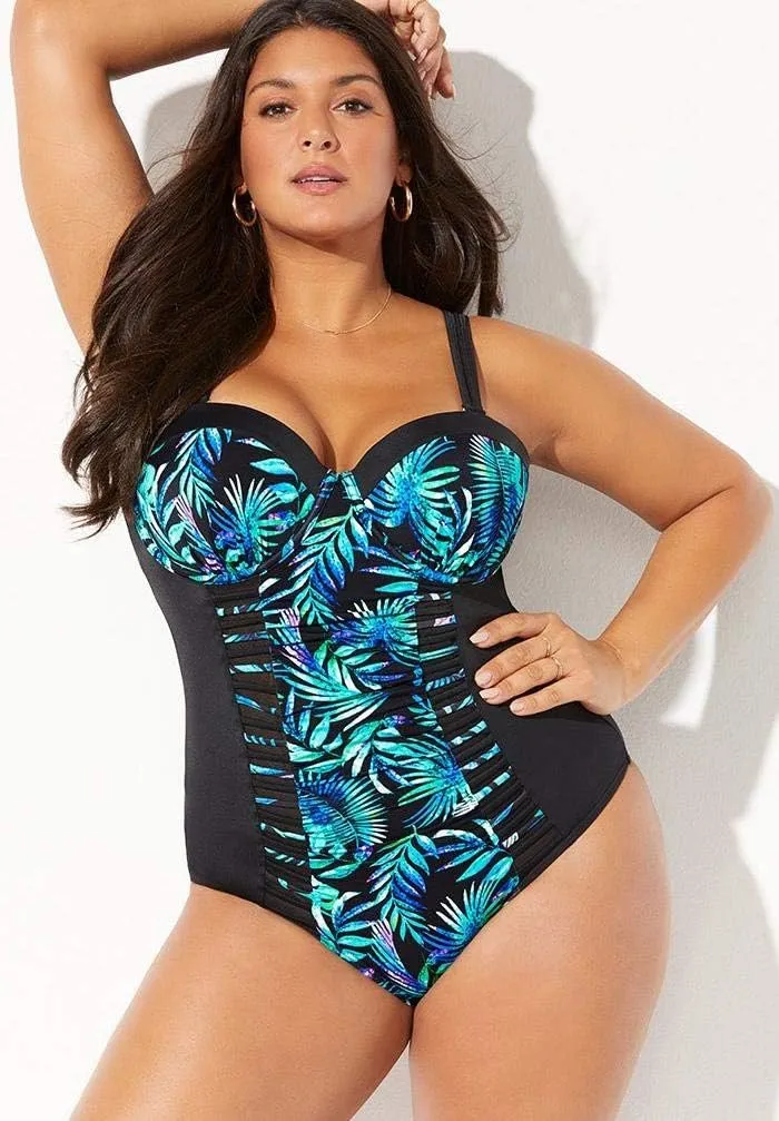 Swimsuits For All Women's Ruched Underwire One Piece Swimsuit (Plus